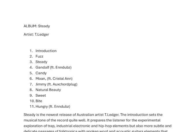 write a professional song or album review